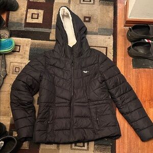 Hollister Black Hooded Puffer Jacket